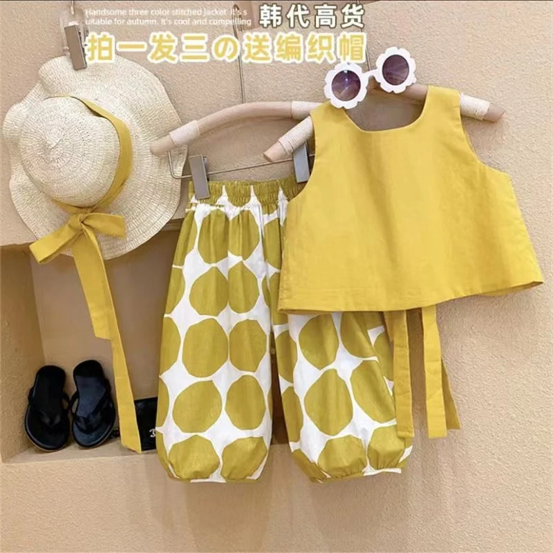 儿童套装童装女童洋气夏季小童女宝婴儿幼儿时尚休闲薄款夏款无袖