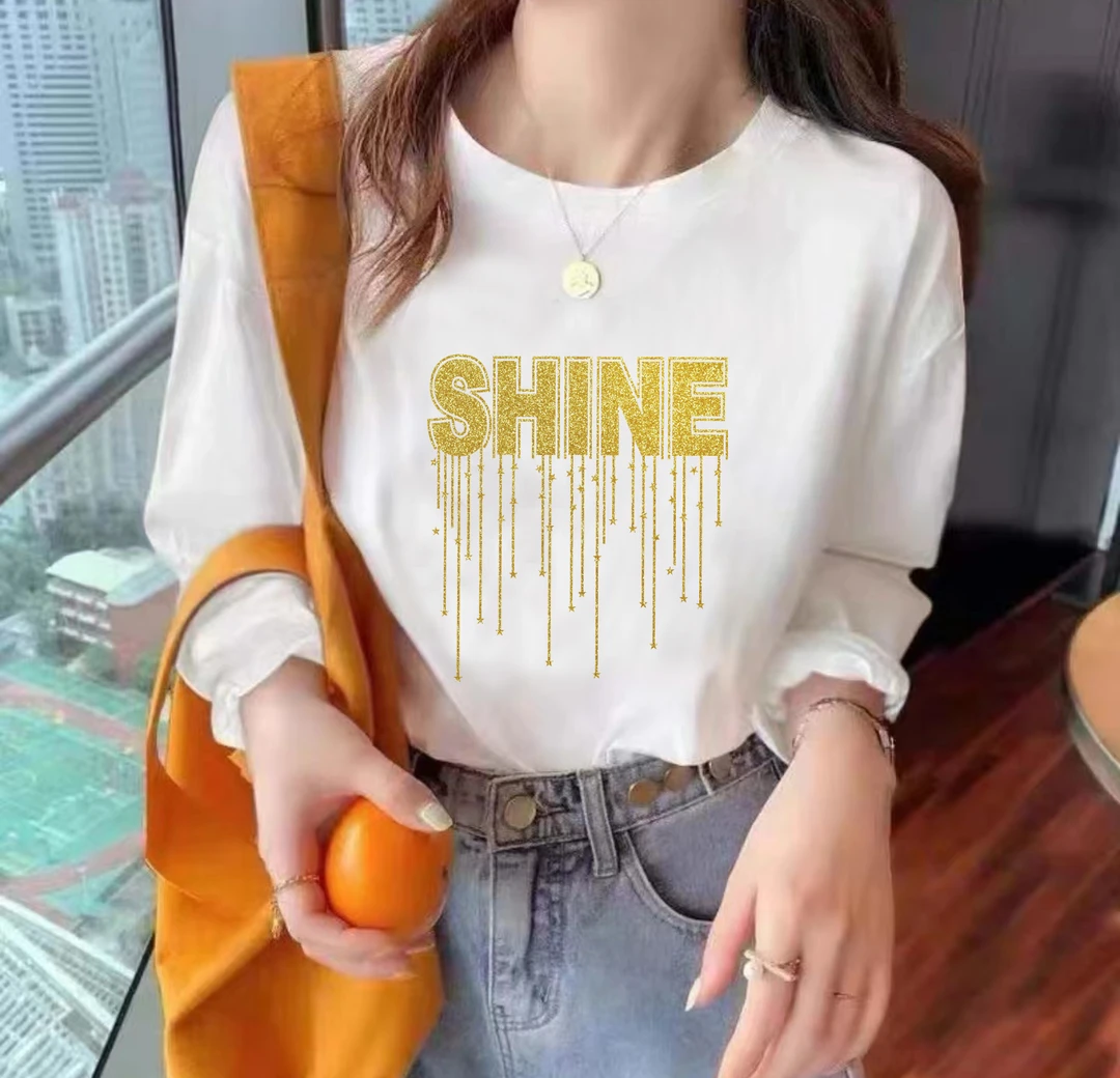 港风时尚潮流春夏卡通圆领纯色长袖T恤-SHINE