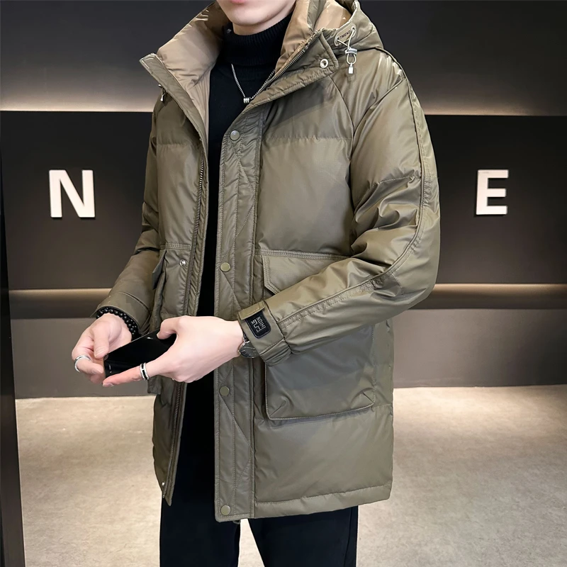 冬季外套男士中长款棉服潮牌高端连帽加厚休闲时尚秋冬装保暖棉袄