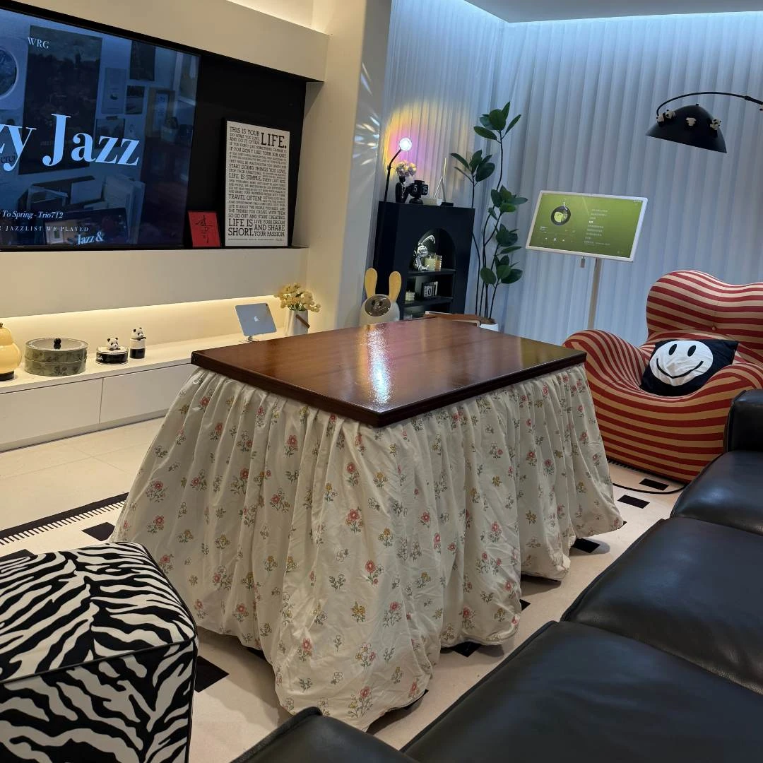 烤火楠竹客厅茶几烤火桌子可吃饭长方形可折叠冬天家用架子取暖桌