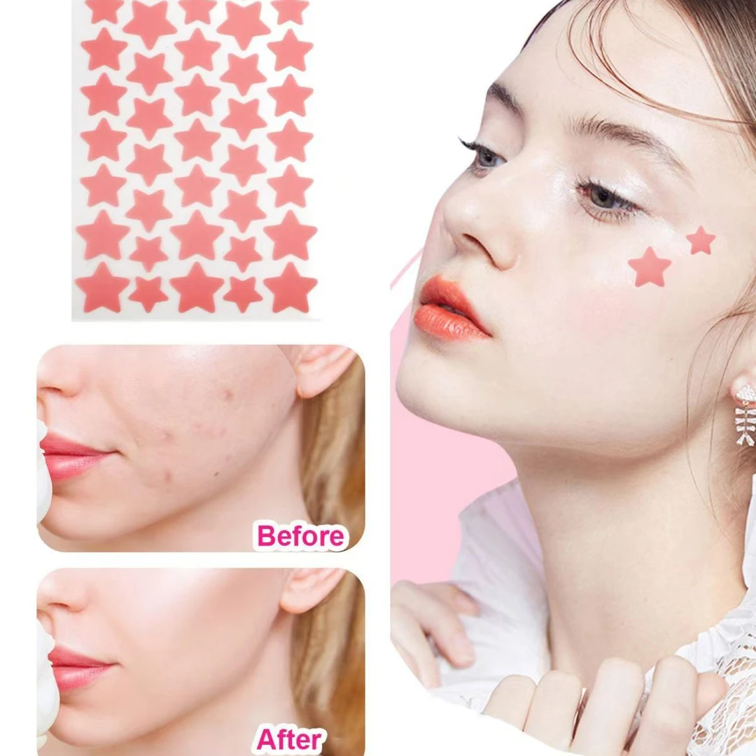pe贴纸透明彩色多巴胺星星贴隐形痘贴男女防汗青春遮瑕贴纸