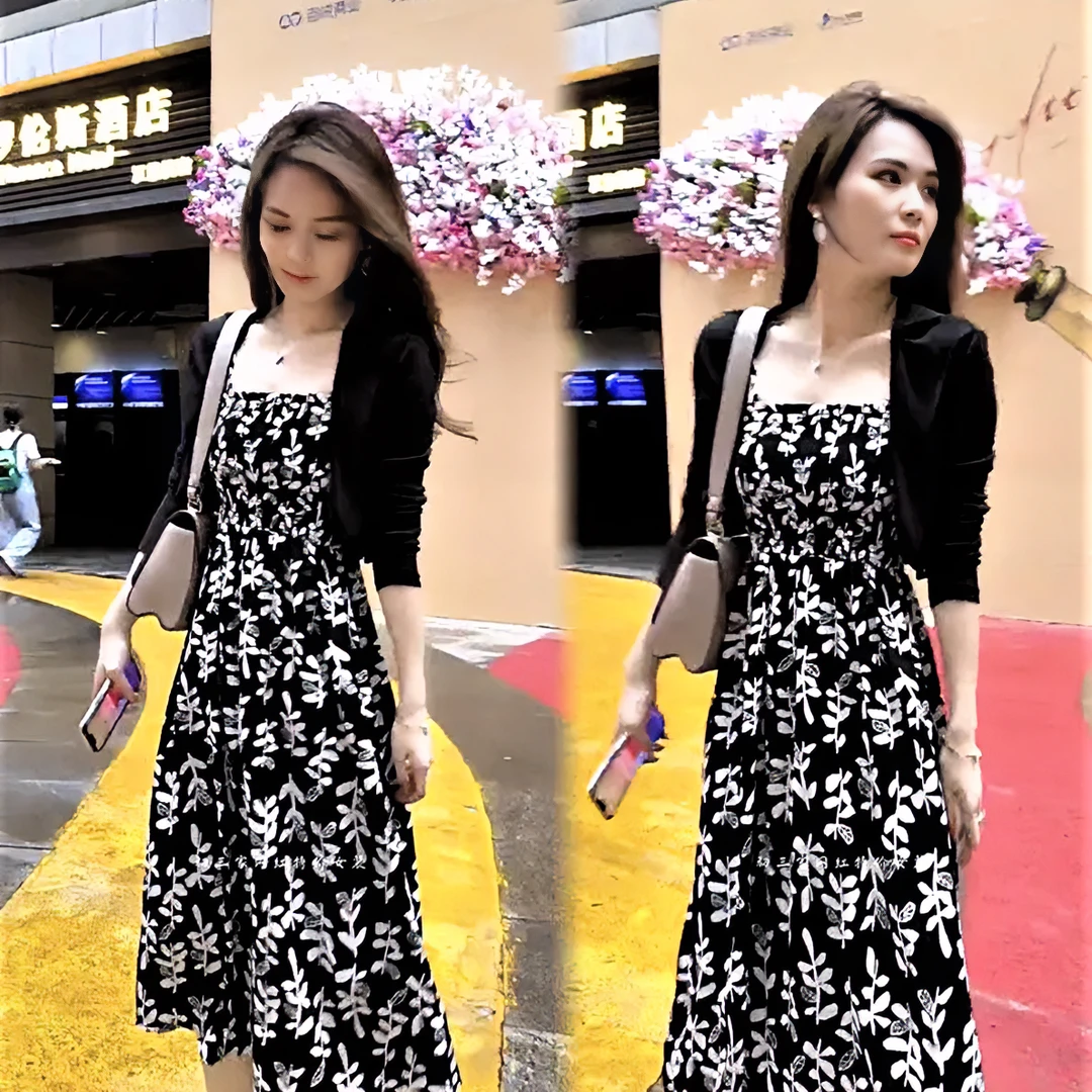 春夏超显瘦连衣裙碎花休闲裙子宽松韩版气质连衣裙时尚高腰连衣裙
