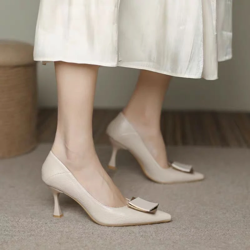 久站不累高跟鞋女2025春秋新款舒适不磨脚工作鞋尖头细跟百搭单鞋