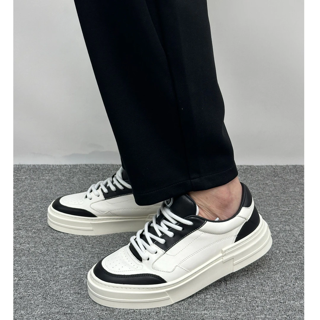 尚名乔仕2024男秋冬潮流时尚全皮板鞋 休闲百搭+耐磨橡胶底