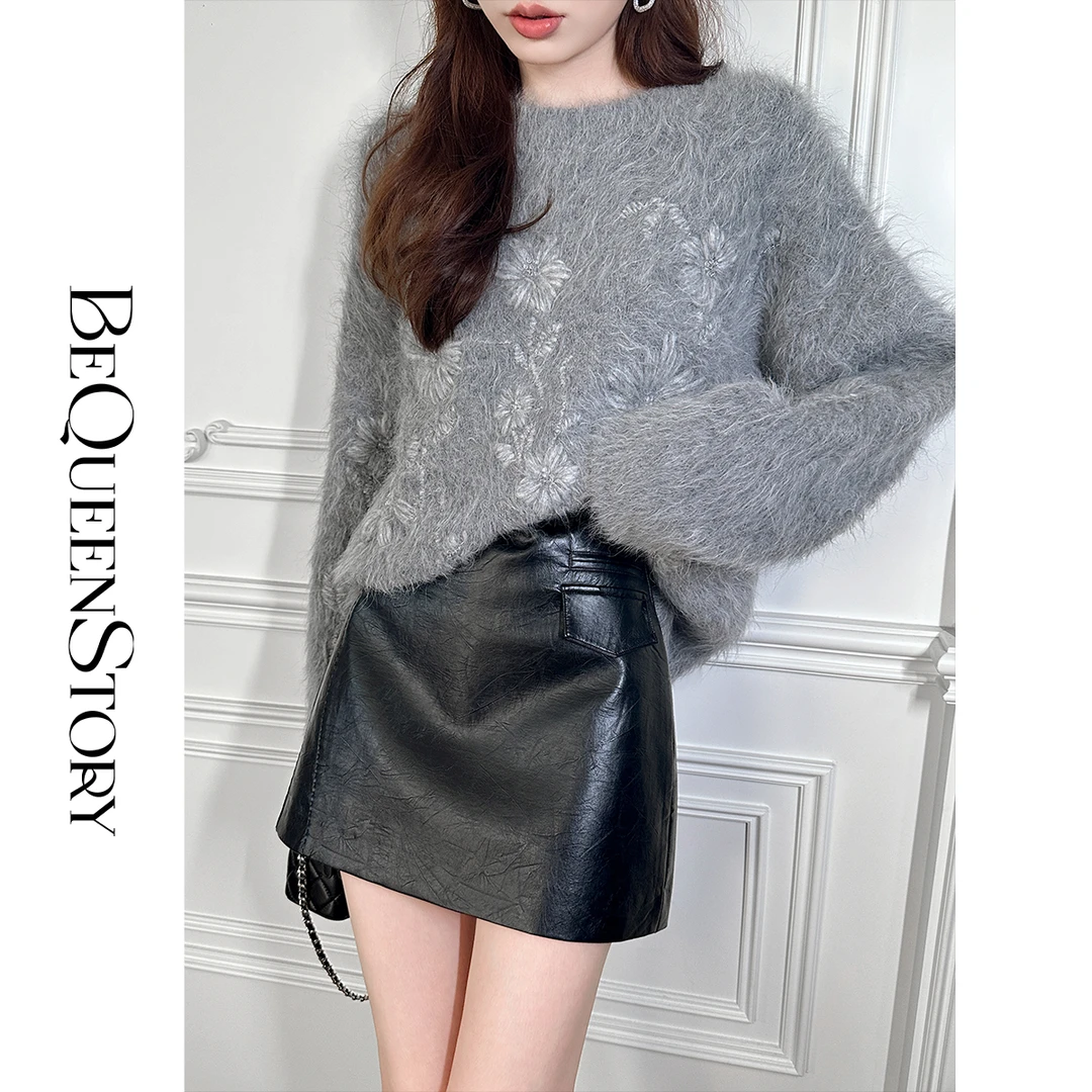 BeQueenStory【御姐日记】摩登时髦气质高级感性感裤里设计短款皮裙