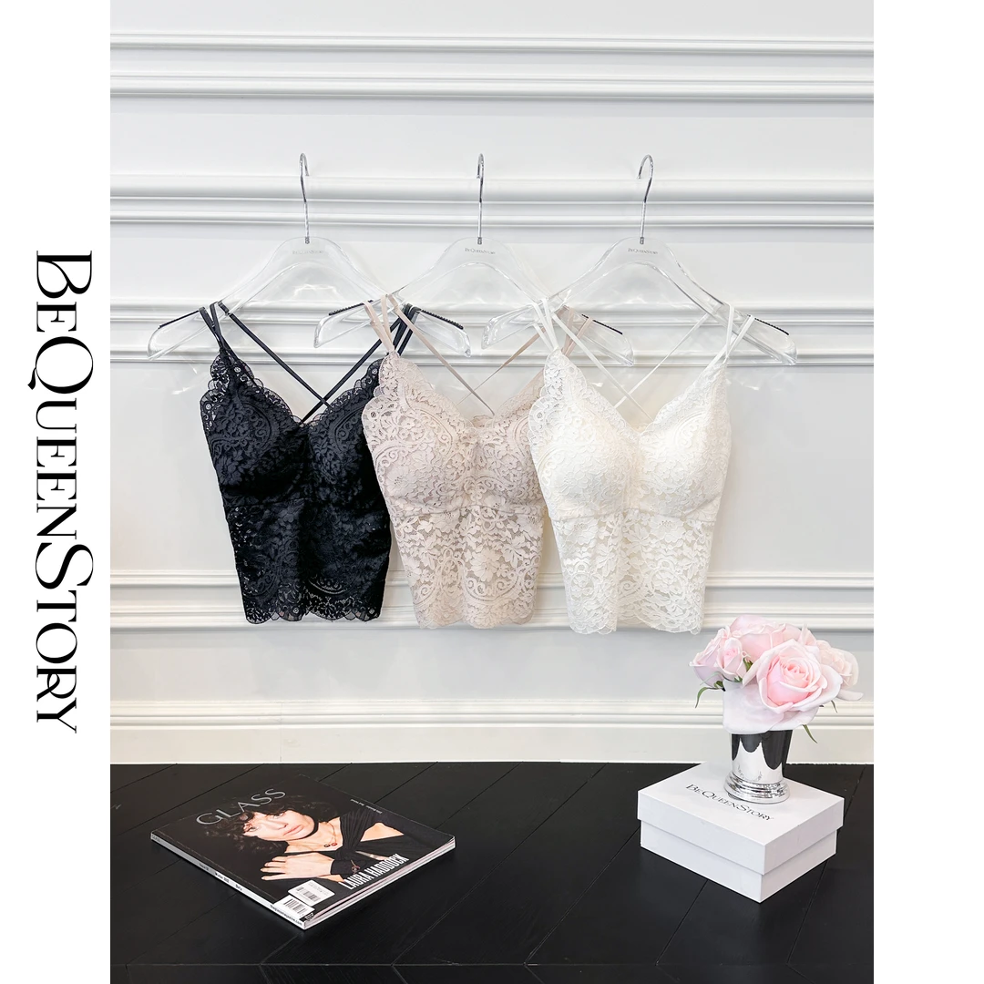 BeQueenStory【浪漫私语】性感百搭时尚蕾丝带胸垫美背吊带打底背心