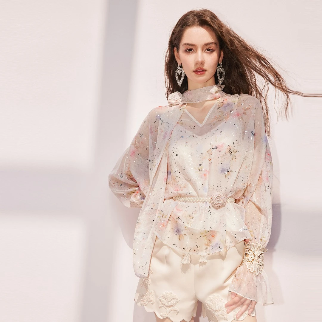 BeQueenStory【琉璃花海】高定氛围感衬衫长款仙女连衣裙2025初秋