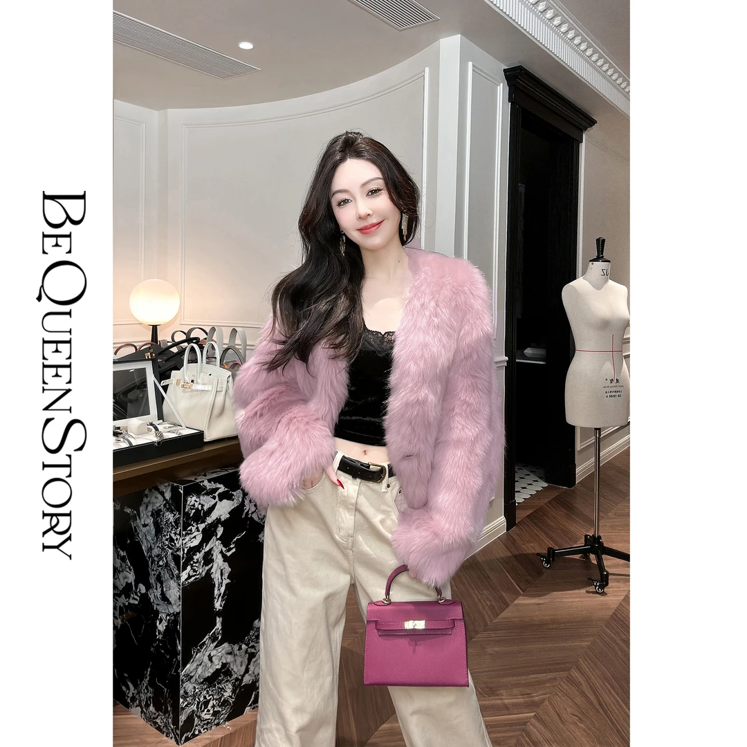 BeQueenStory【雪后桃山】限量高定托斯卡纳羊直毛保暖毛毛外套秋冬