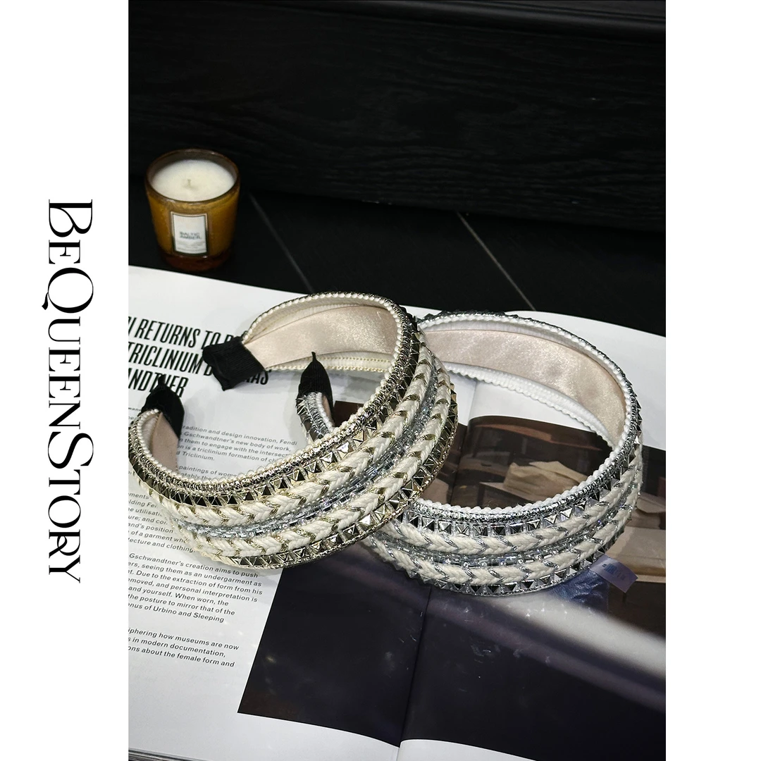 BeQueenStory配饰 轻奢时尚重工编织宽边气质优雅发箍新款