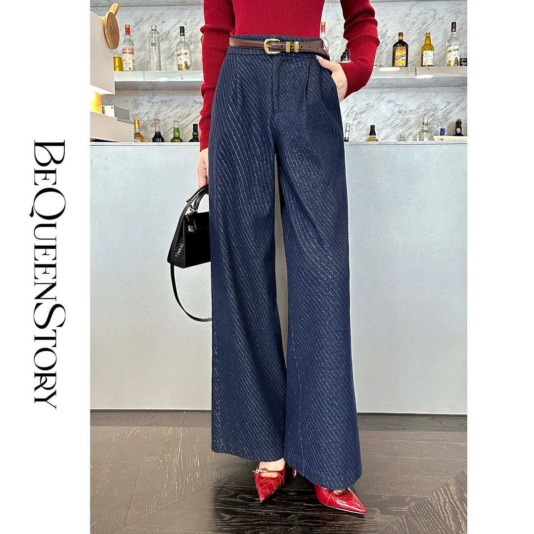 BeQueenStory 【随性磁场】弹力棉牛仔裤子女显瘦百搭阔腿女裤新款