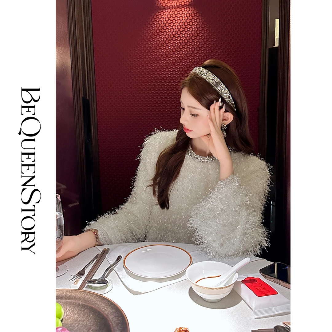 韩韩IU【白日焰火】时尚百搭气质钉珠圆领精致千金风小外套上衣