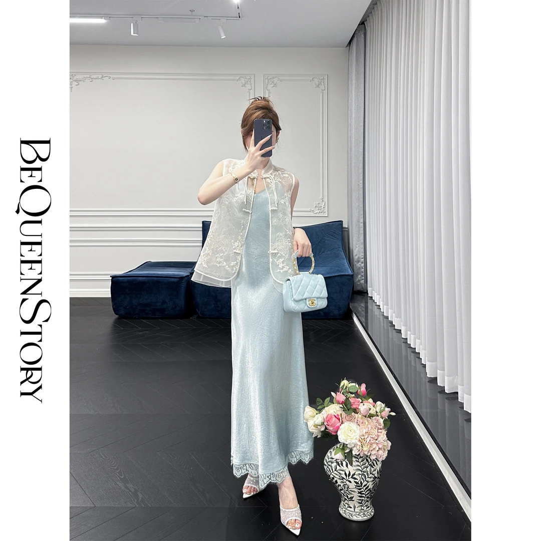 BeQueenStory【隐隐层霄】新中式复古盘扣精致重工国风绣花马甲