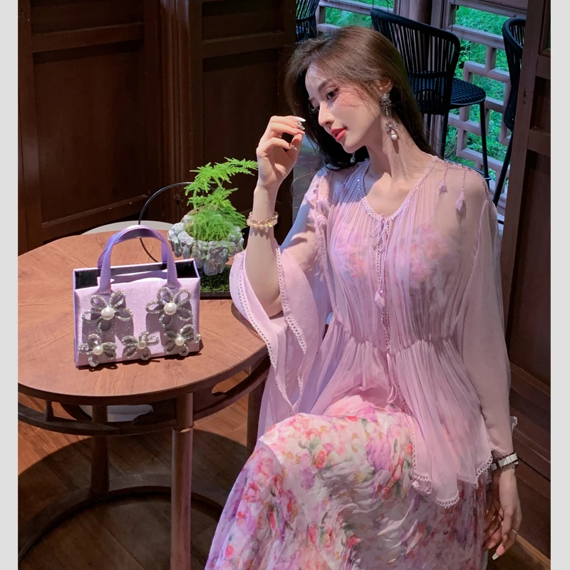 BeQueenStory【紫雾美人】轻奢时尚桑蚕丝衬衫开衫女夏季新款