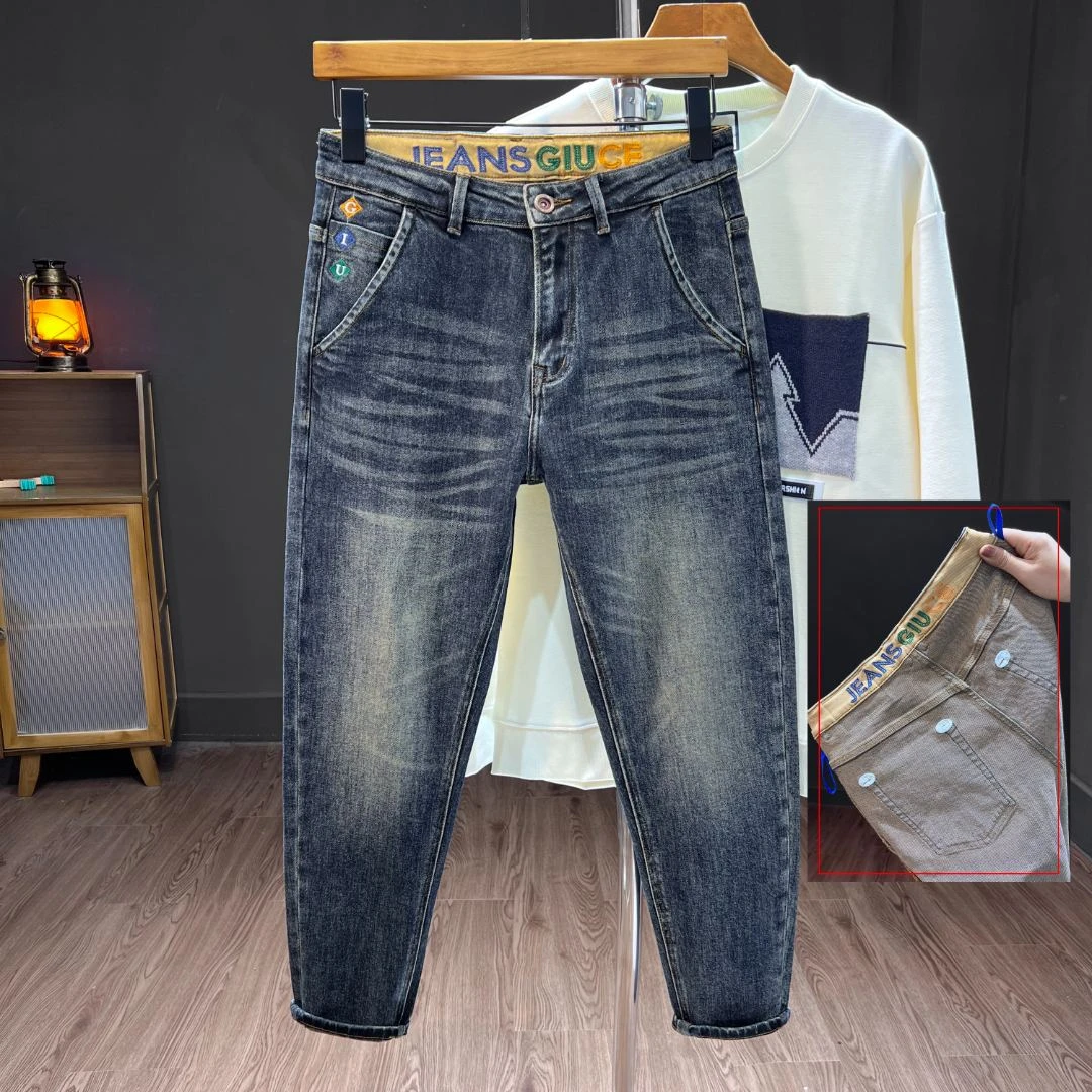 （八分/九分）厚款斜插袋牛仔裤男修身小脚裤弹力牛仔小个子男装