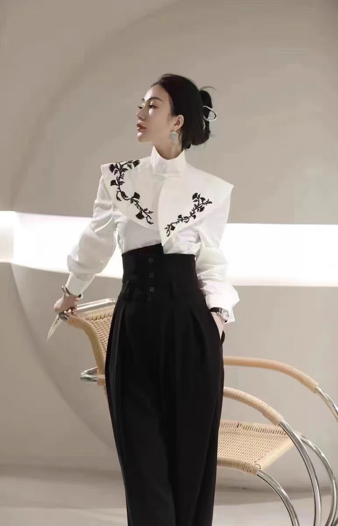 国风新中式刺绣两件套（可拆卸）棉衬衣