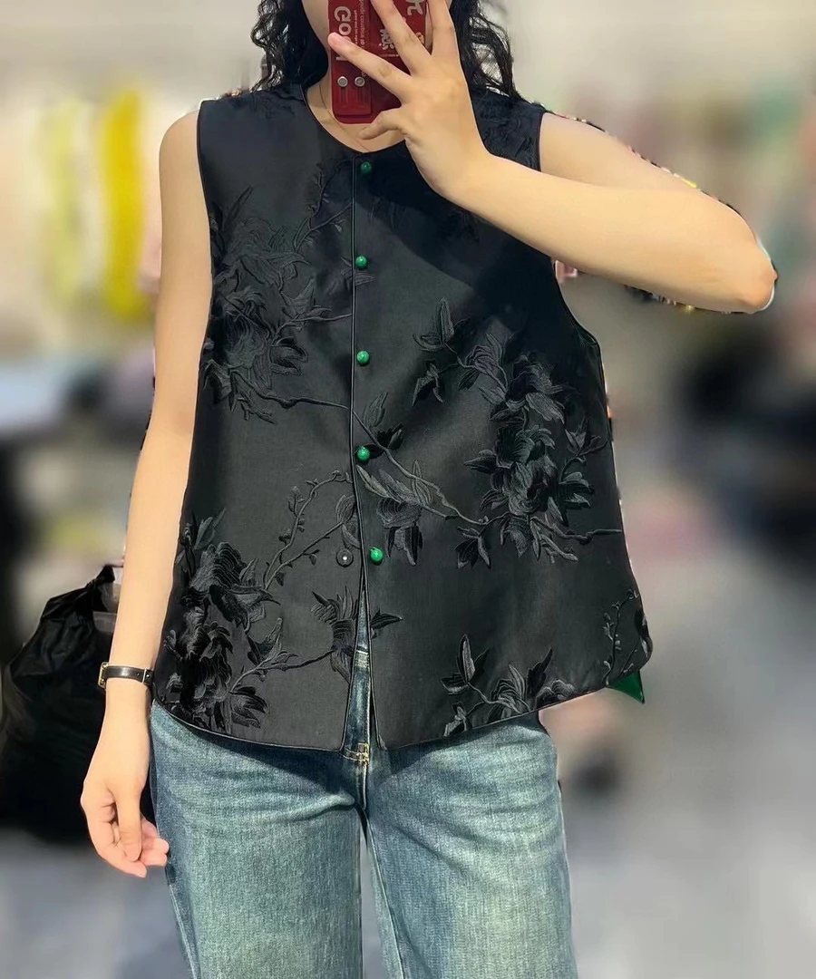 新中式国风玉扣气质百搭马甲