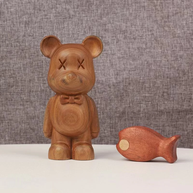 暴力熊实木创意雕塑客厅摆件家居车载装饰卡通公仔模型手工礼品