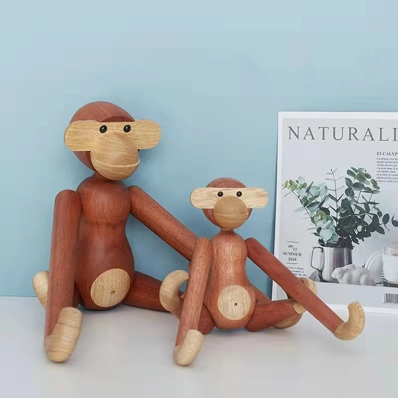 实木猴子摆件挂臂式创意摆设情人节礼物桌面手工玩偶木偶动物装饰