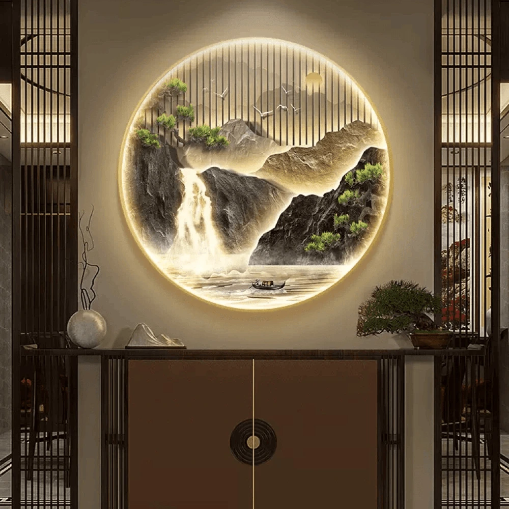 玄关装饰画流水生财新中式玄关走廊装饰画茶室挂画玄关现代简约