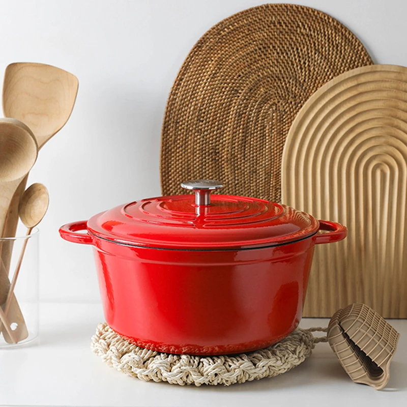 肆月温谨铸铁锅珐琅锅微压焖烧锅炖汤的锅家用煲炖锅汤锅加深汤煲