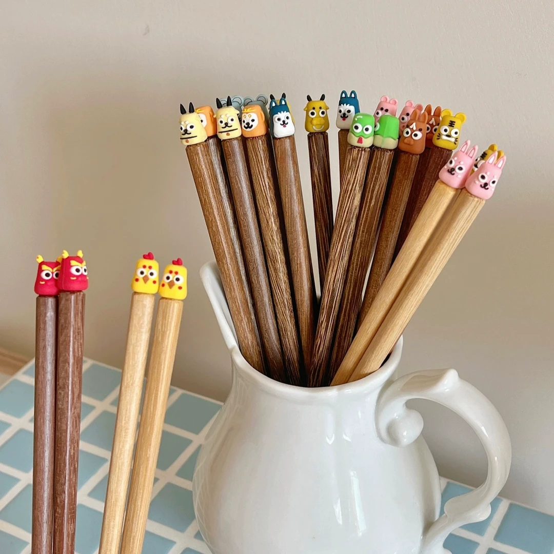 肆月木简儿童筷子小学生专用新款精致可爱天然木质无漆无蜡初学者
