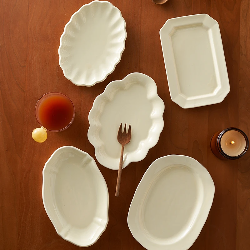 肆月思云盘子餐盘家用菜盘陶瓷盘子高级感早餐盘菜碟甜品盘浅盘