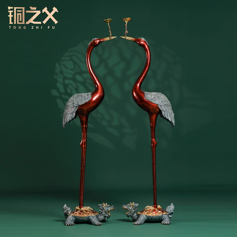 铜之父【龟鹤延年】铜工艺品落地摆件家玄关新居乔迁礼长辈贺寿礼物