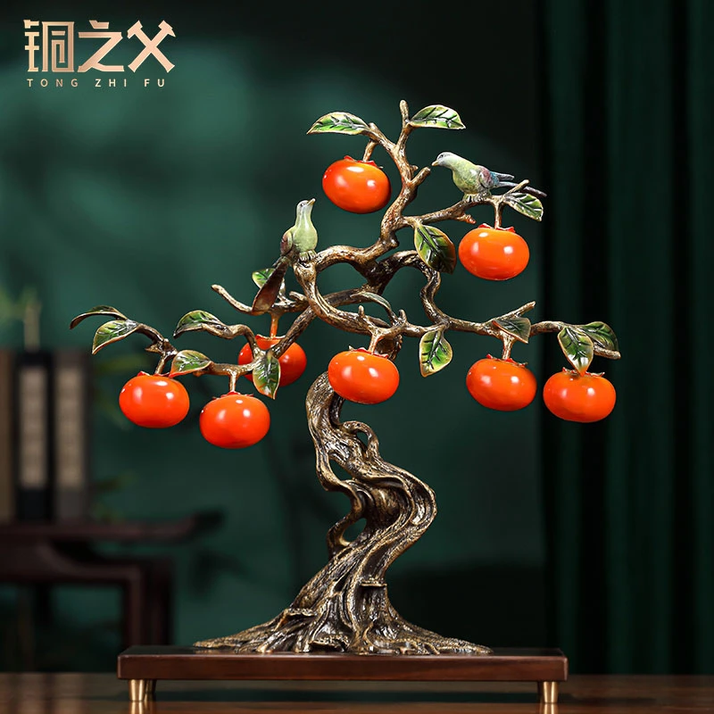 铜之父【喜事连年】黄铜工艺品家居客厅装饰品摆件乔迁结婚礼品