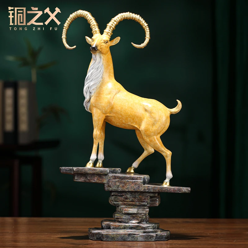 铜之父【领头羊】生肖铜羊摆件家居客厅办公室装乔迁开业手工礼品