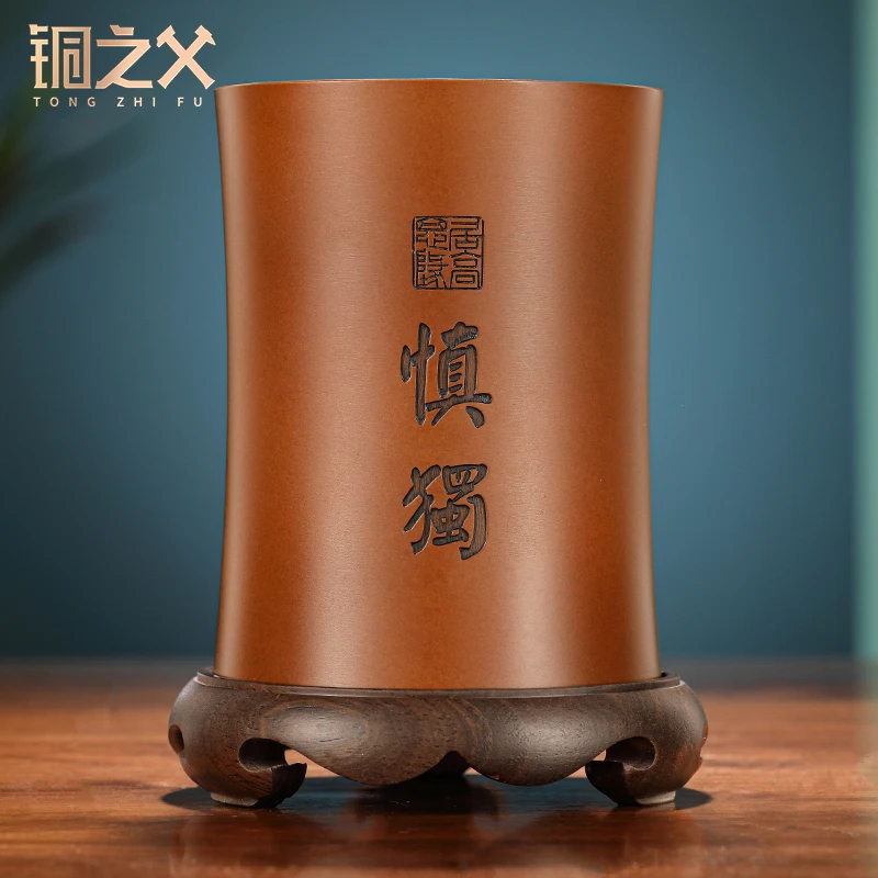 铜之父【笔筒】铜创意简约现代工艺品摆件办公室玄关商务礼品开业
