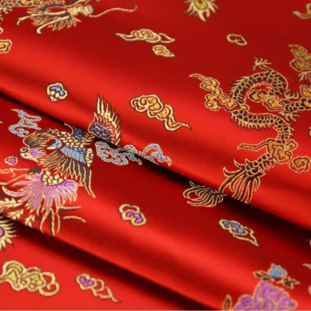 中国风大红龙凤呈祥，软缎面料，门副1.1米宽