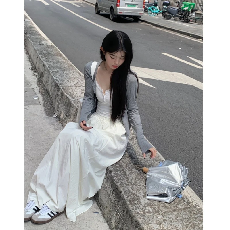 灰色薄款夏季毛针织衫防晒气质温柔显瘦不起球秋季纯色修身设计感