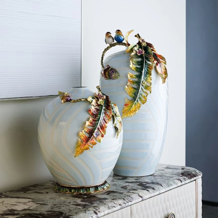 家业兴旺新中式招财摆件家居饰品罗比罗丹玄关珐琅彩摆件样摆件