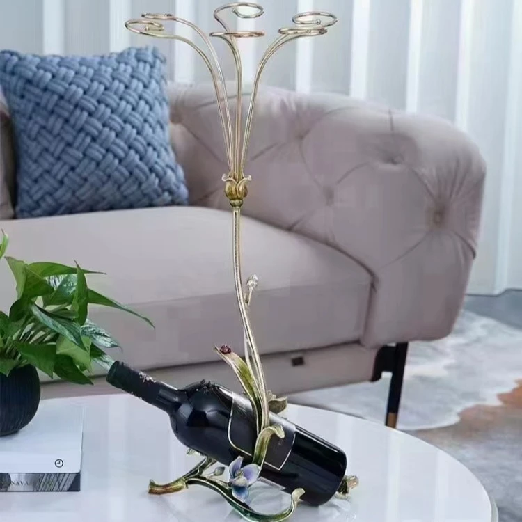 琼花玉枝简约轻奢装饰酒架摆件家居饰品创意工艺盘