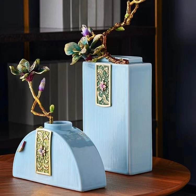 琼花玉枝客厅创意角几摆件珐琅彩家居现代个性玄关电视柜桌面