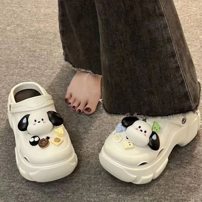 厚底无语狗狗洞洞鞋女款夏季外穿增高2024新款网红沙滩防滑凉拖鞋