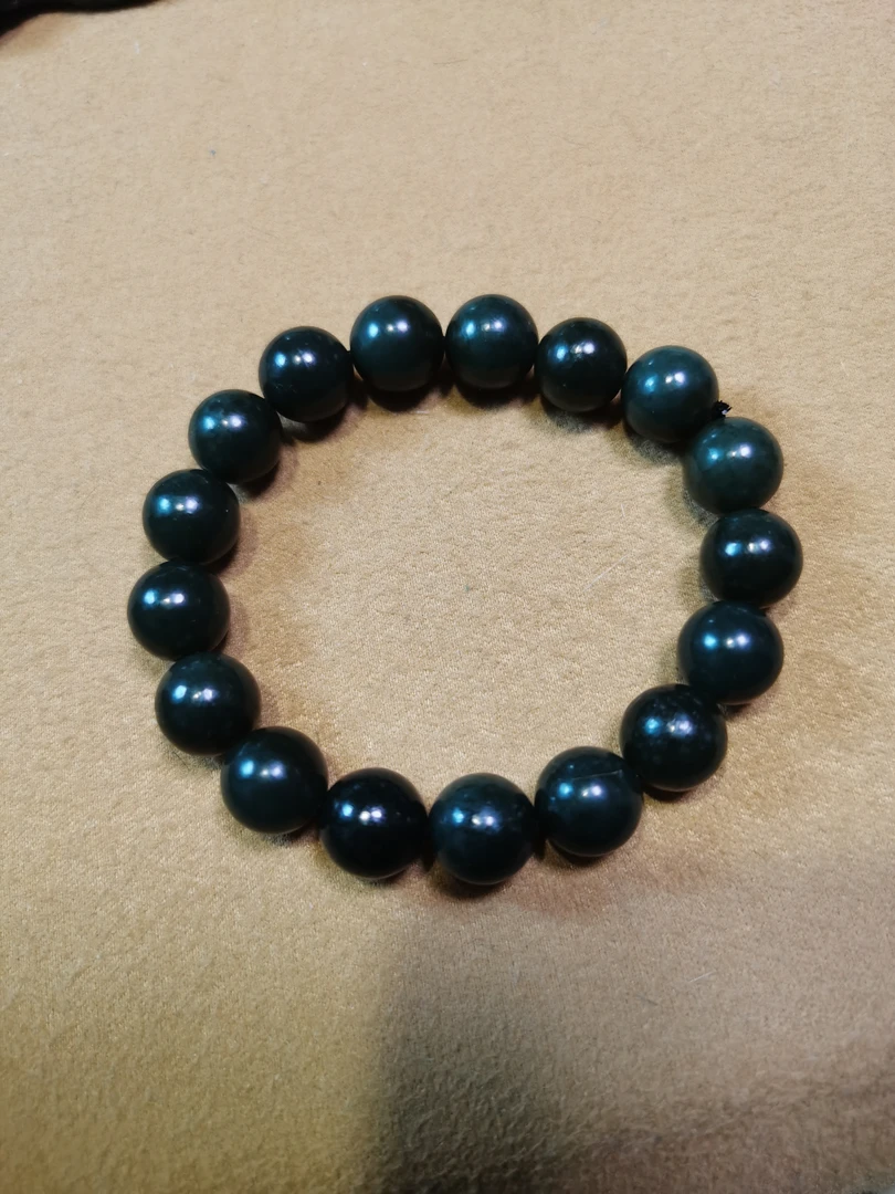 和田玉手链青玉青海青黑青手链手串男士女士时尚百搭直径12毫米
