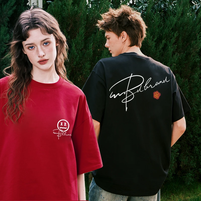 【草写刺绣】MBD小恶魔潮牌高克重纯棉短袖t恤男夏季美式宽松半袖女