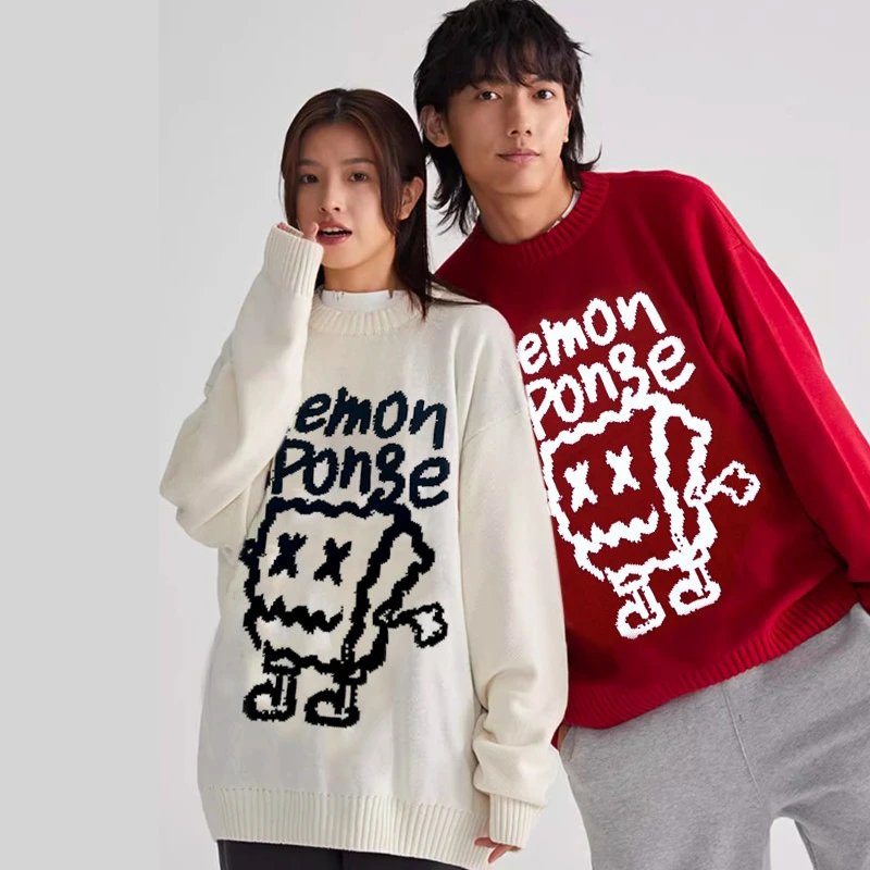 MBD IMP小恶魔秋冬季新款男士海绵毛衣男女同款情侣装宽松针织衫