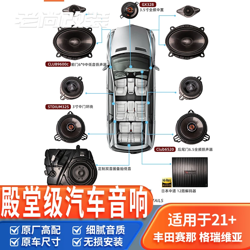 赛那专用汽车音响塞纳JBL专用音响无损升级10喇叭加功放带低音