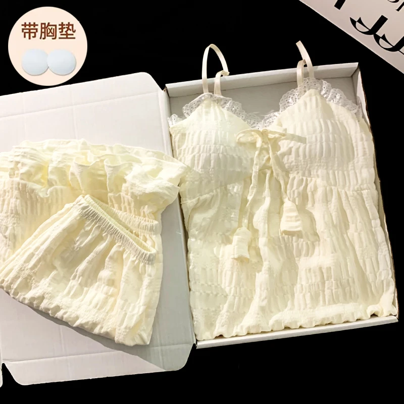 带胸垫吊带睡衣女夏季甜美薄款气质套装2024年新款女款爆款家居服