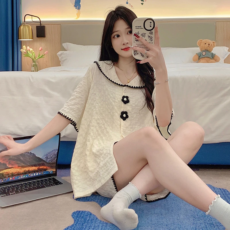 睡衣女春夏季短袖宽松2024新款爆款女款套装网红夏天家居服可外穿