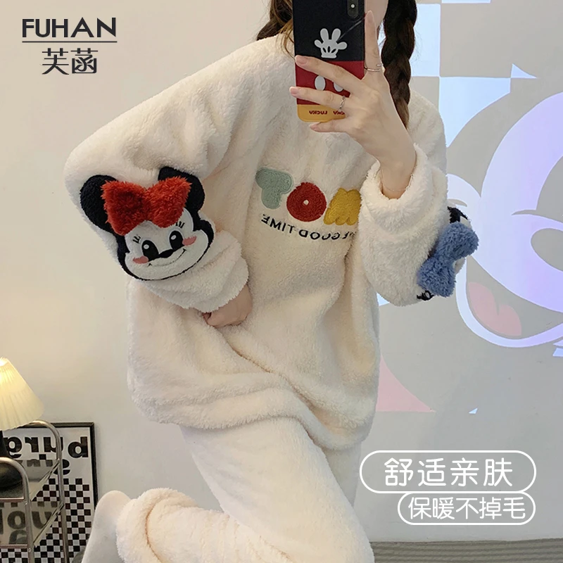 珊瑚绒睡衣女秋冬季加厚加绒保暖套装12大童13女孩15初中生家居服