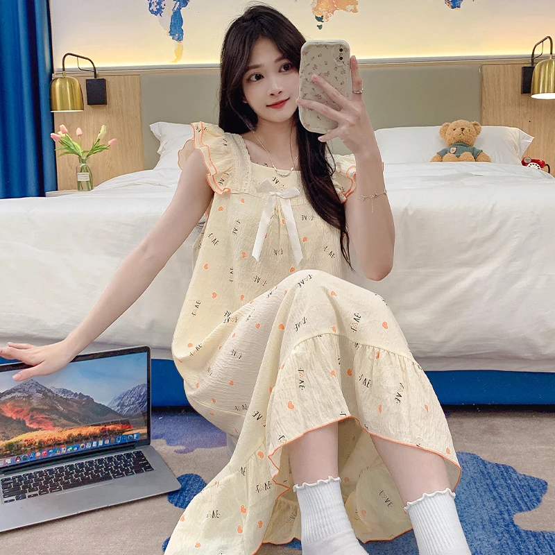 吊带睡裙女夏季甜美背心睡衣2024年新款女款爆款宽松中长款家居服