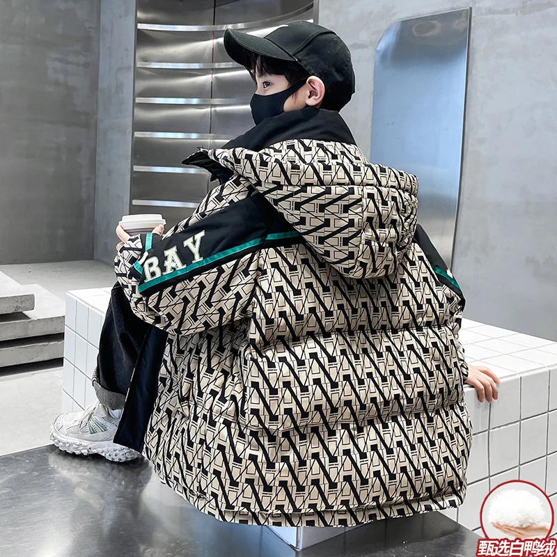 巴拉童年儿童羽绒服新款男童白鸭绒加厚洋气中大童时髦冬装外