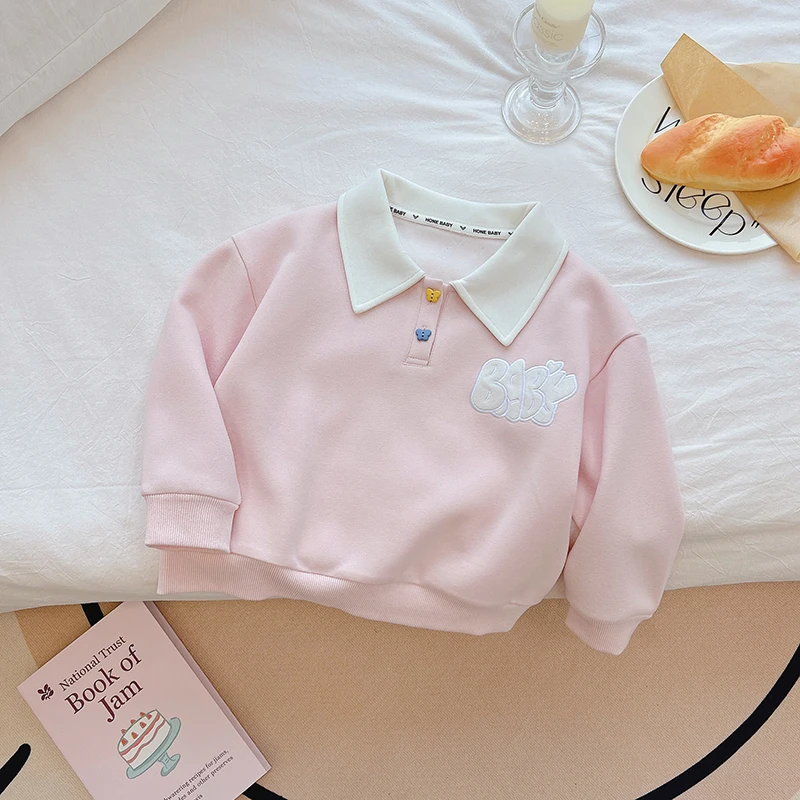 女童卫衣春装2024新款洋气中大童春秋款小女孩洋气时尚POLO领上衣
