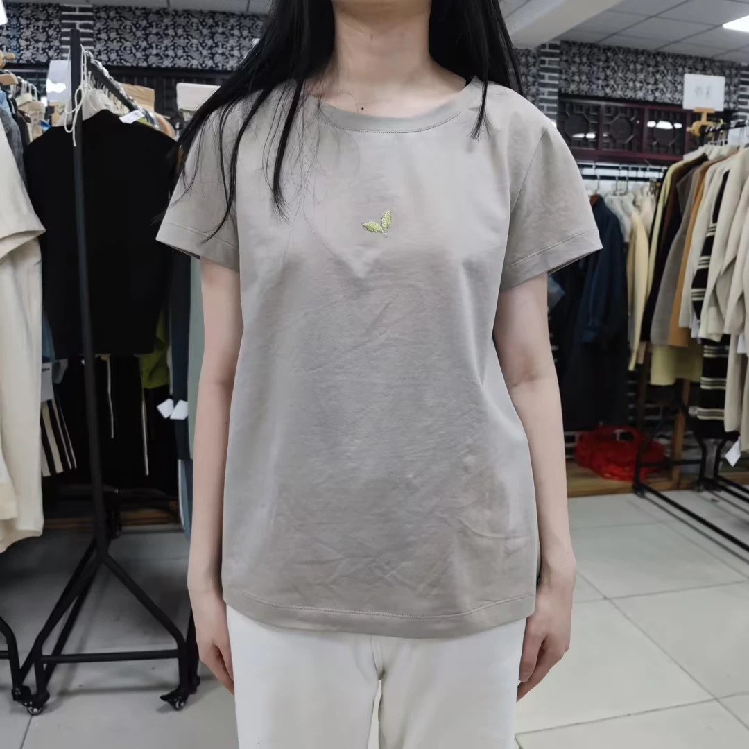 女装瑕疵品904231535修身简约百搭圆领短袖女士上衣休闲夏季半袖