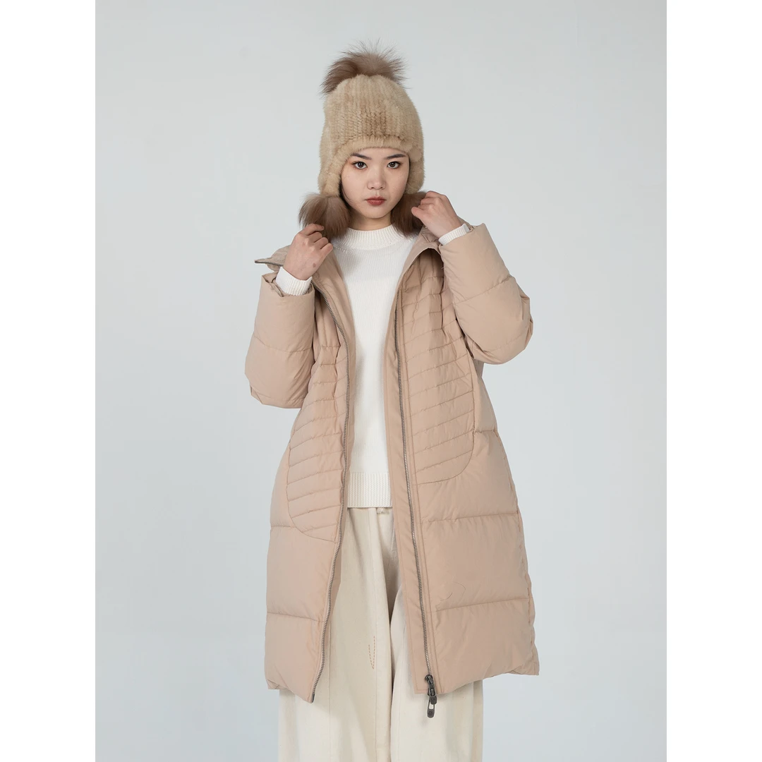 女装瑕疵品203241034新款宽松加厚连帽百搭宽松中长款羽绒服