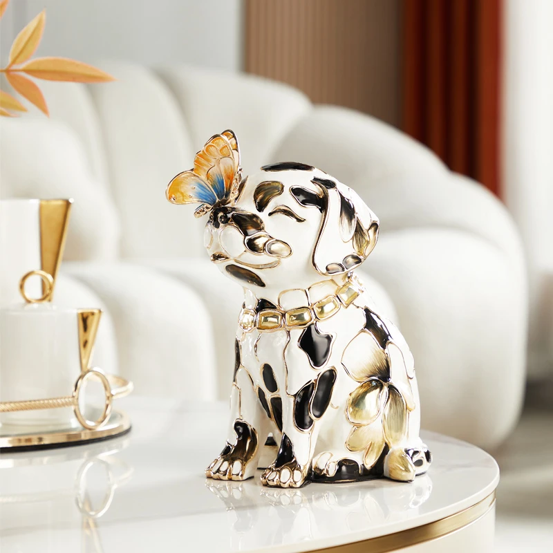 诺诗曼高级感高端客厅装饰摆件旺财狗吉祥物工艺品入户玄关装饰品