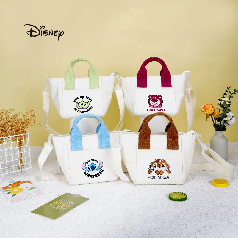 Disney/迪士尼草莓熊史迪奇可爱简约帆布多功能单肩包奇奇斜挎包